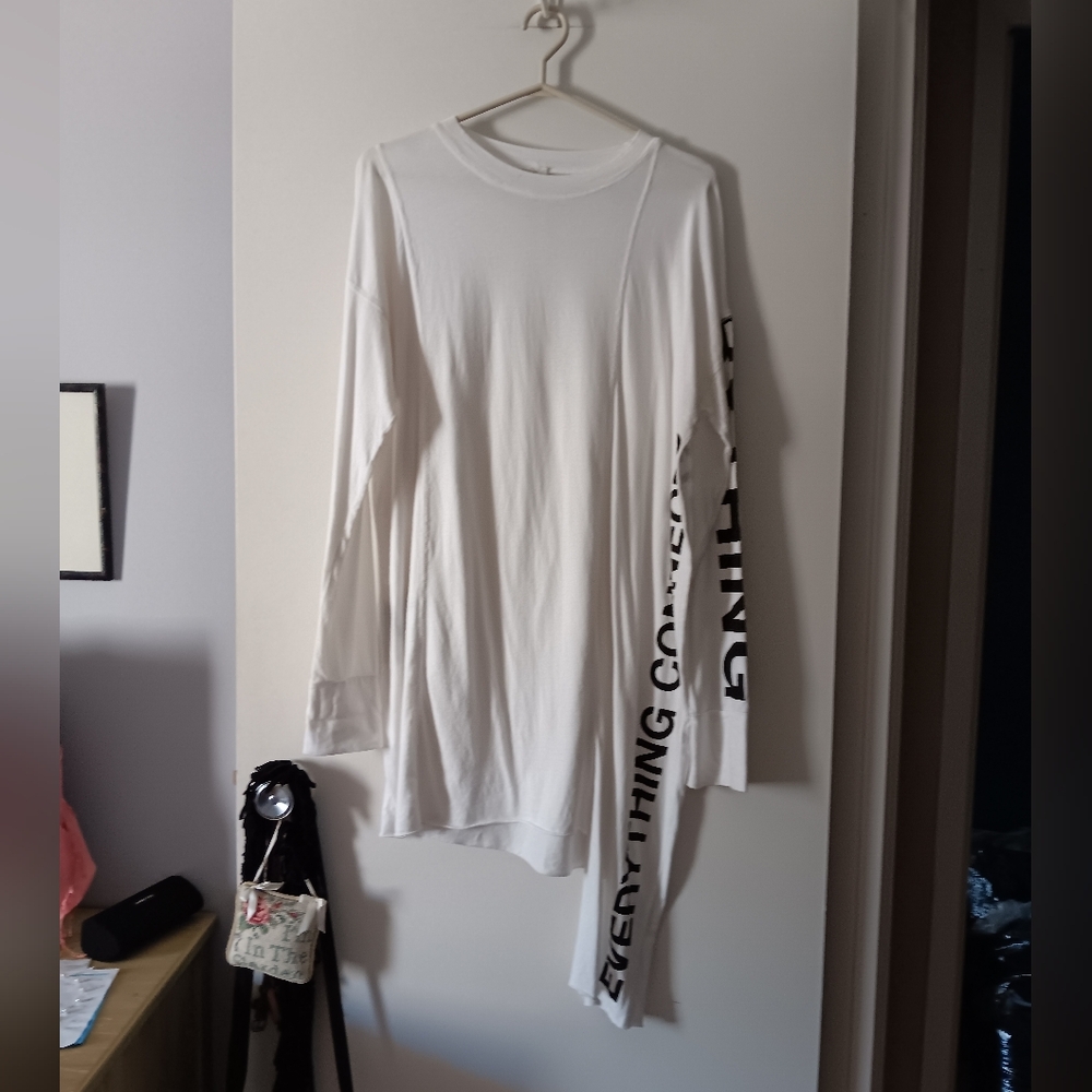 BARBARA I GONGINI Everything Connects Asymmetric White Cotton Dress 40 L